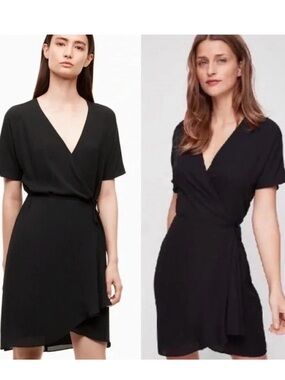 Aritzia Babaton Wallace Wrap Dress M Black Chiffon Surplice V-Neck Lined